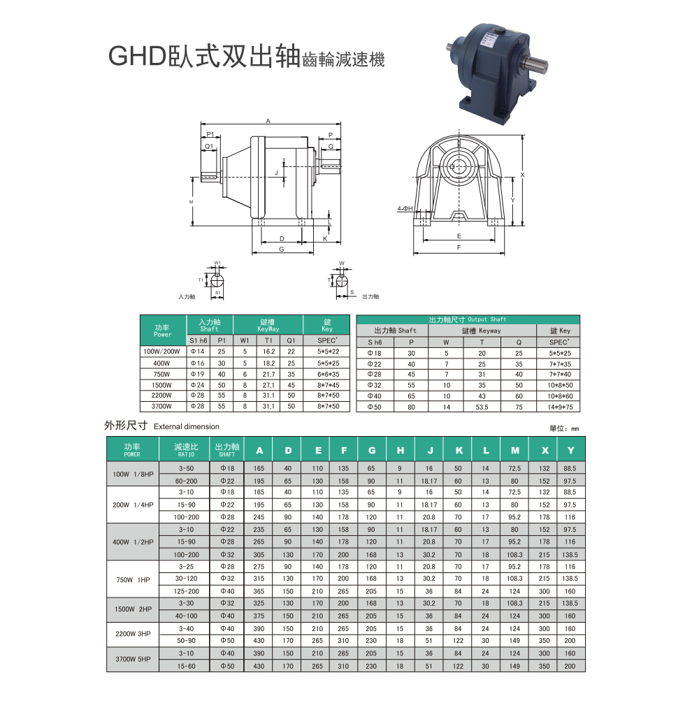 GHD-卧式双出轴减速机(图1)