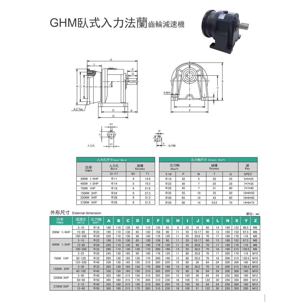 GHM-卧式入力法兰减速机(图1)