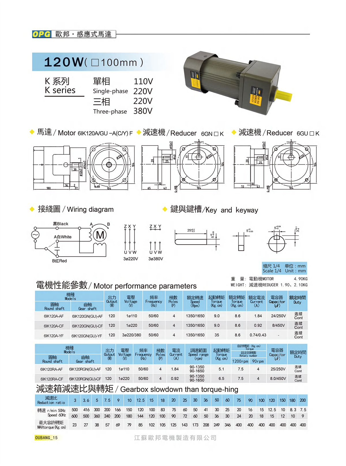 6I120W感应/调速电机(图1)