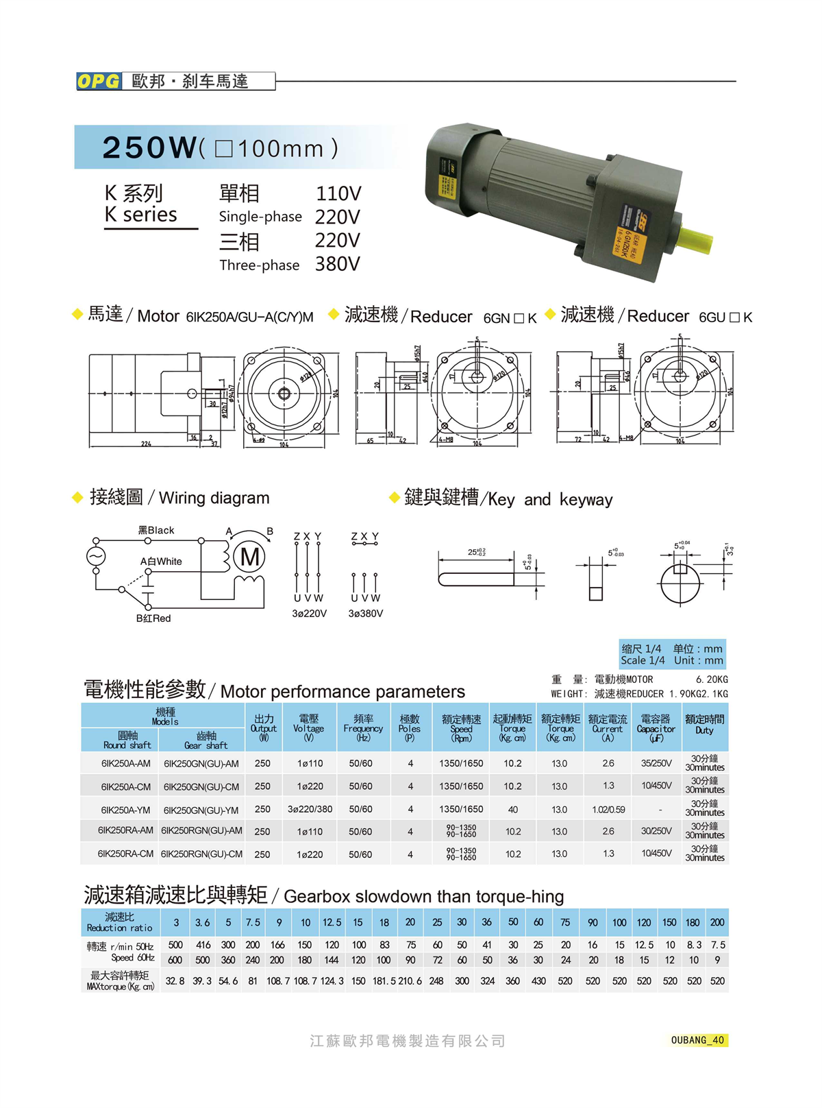 6I250W感应/调速刹车电机(图1)